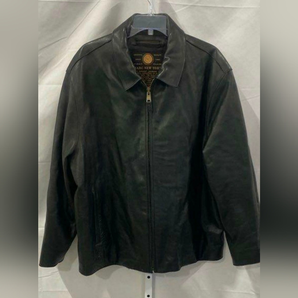 Men's Marc New York Black Leather Jacket XXL